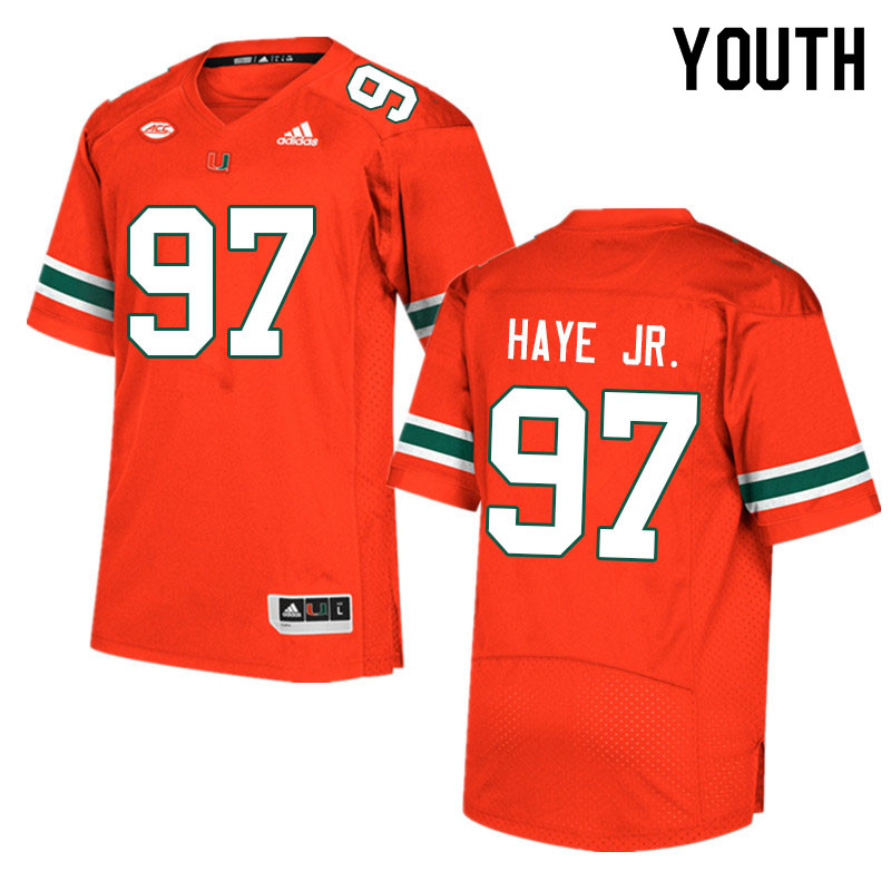 Youth #97 Allan Haye Jr. Miami Hurricanes College Football Jerseys Sale-Orange